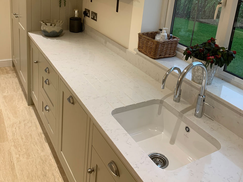 Silestone Lagoon (cabinetry by BC Kitchens and Furniture)