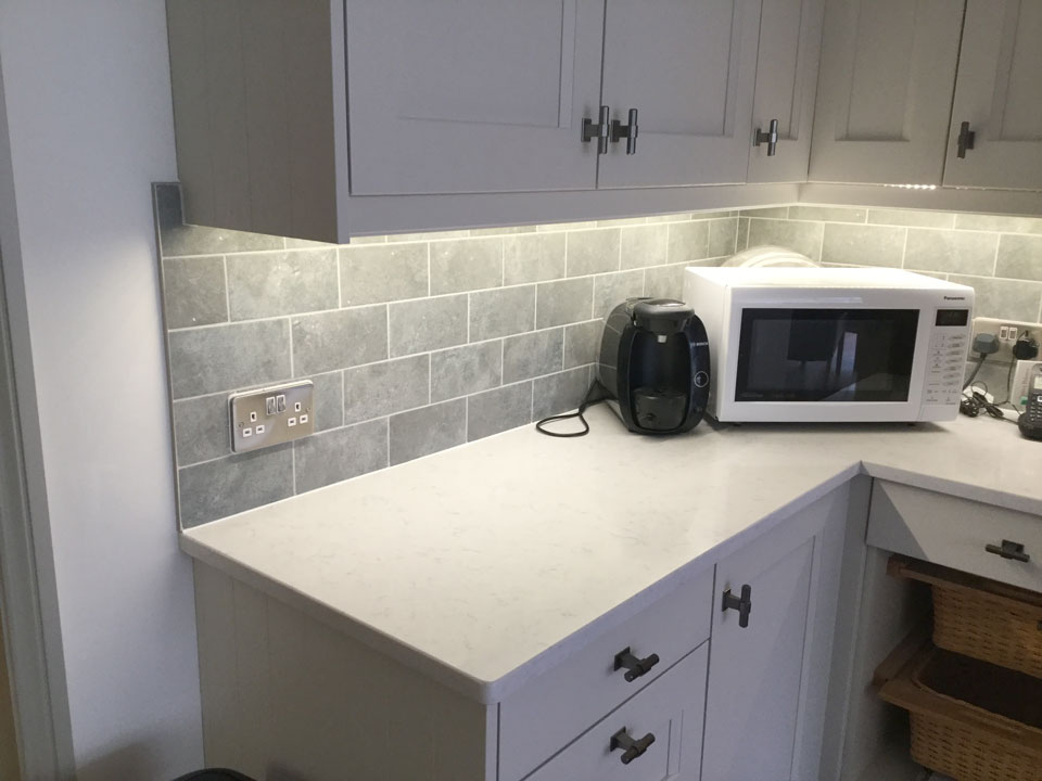 Silestone Lagoon (cabinetry by Paul Rowles Kitchens)